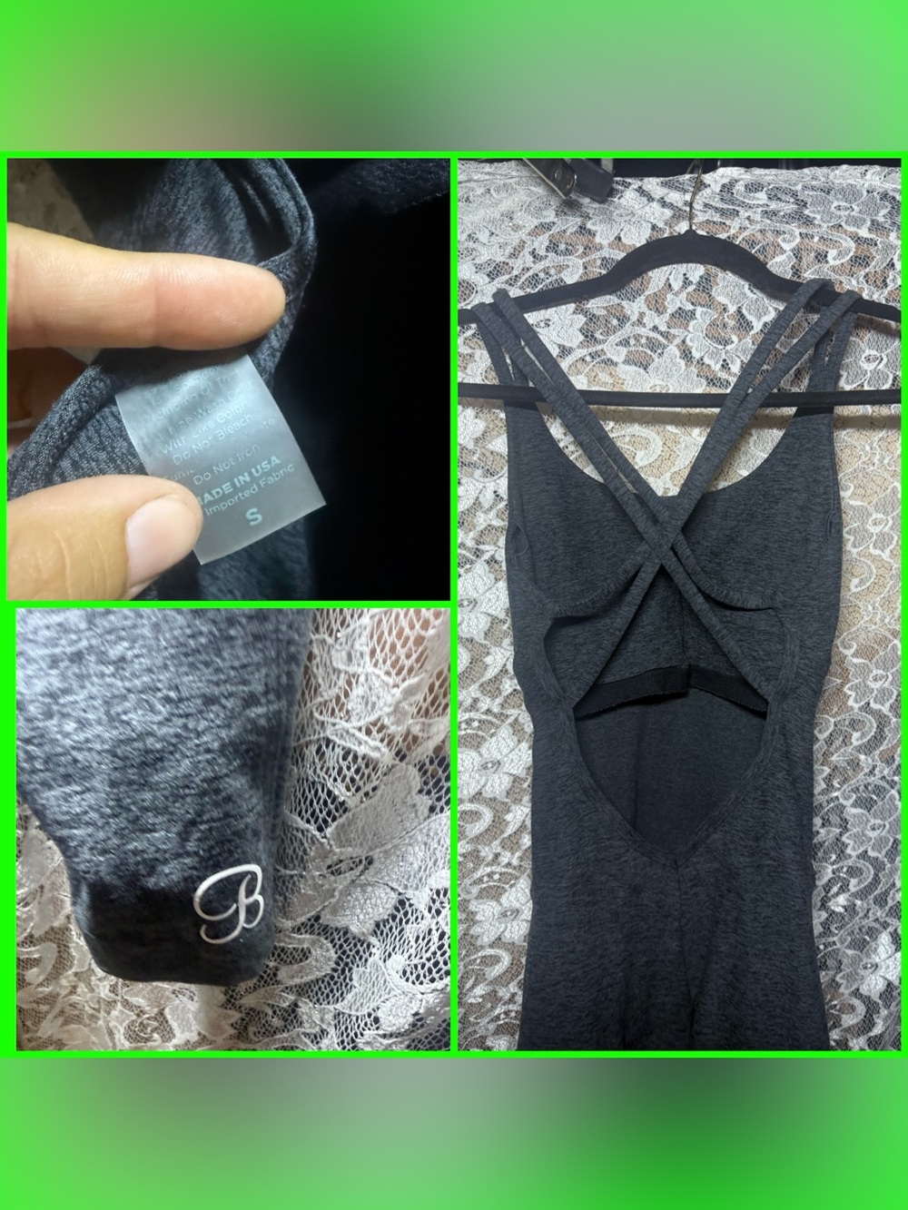 Bombshell Sportswear Form bodysuit small charcoal gray discontinued color EUC